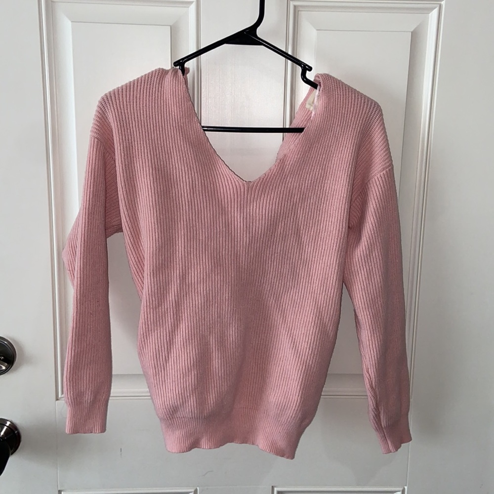 G.v.o. Pink crisscross back sweater size small